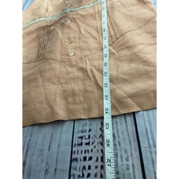 Nikki Valenti Top Women 6 Sleeveless Ruffle Scoop Neck Button Pleat Irish Linen - Picture 9 of 12